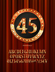 Wall Mural - Golden alphabet with show lamps isolated