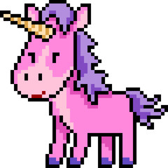 Wall Mural - vector pixel art unicorn pink