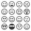 © Sergei Sizkov - Monochrome Smile Icons Set on White Background. Vector
