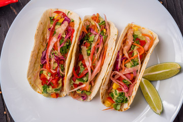 Wall Mural - Mexican tacos with vegetables vegetarian