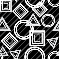geometric seamless pattern, black on white. vector illustration.
