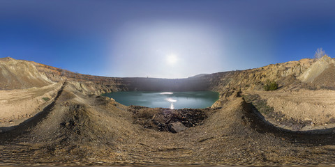 Spherical panorama of a mining crater in the Earth crust