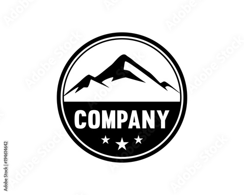 Black and Blue Mountain Illustration Symbol Circle Logo Vector - Buy