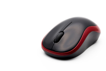 wireless computer mouse isolated on white background selective focus