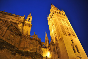 Wall Mural - Giralda tower at night, Cathedral of Seville, Andalusia, Spain