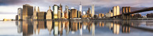 New York City - Beautiful Sunrise Over Manhattan With Manhattan And Brooklyn Bridge USA