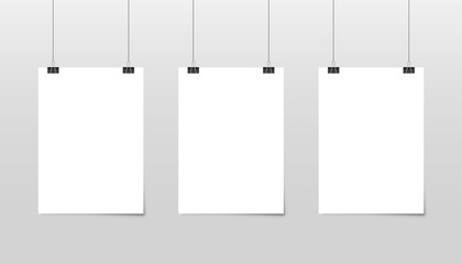 Wall Mural - poster template of a paper sheet. hanging posters set.