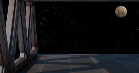 Wall Mural - Space environment, ready for comp of your characters.3D rendering