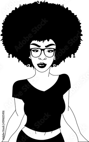 Group of cartoon black woman. African girl.