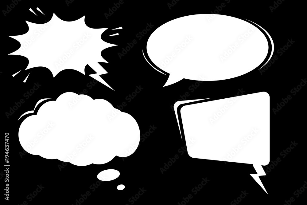 Set of cartoon, clouds sketch. Comic speech bubbles. Empty dialog ...
