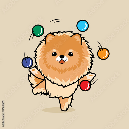 Cute Cartoon Character Design Pomeranian Dog Playing With Balls Like A Juggler Buy This Stock Vector And Explore Similar Vectors At Adobe Stock Adobe Stock