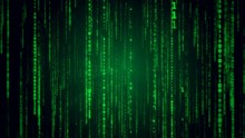 Falling Binary Code In The Matrix Style In The Technological Space
