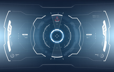 Wall Mural - Sci-Fi Futuristic Vector HUD Interface Screen. Virtual Reality View Display