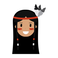 Sticker - happy native american person icon image vector illustration design 