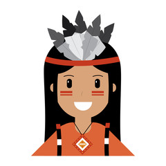 Sticker - happy native american person icon image vector illustration design 