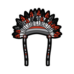 Sticker - headdress native american icon image vector illustration design 