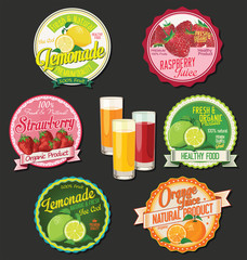 Canvas Print - Collection of organic fruit retro design labels