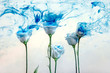 © NataliAlba - flower water blue background white inside under paints acrylic rose smoke streaks