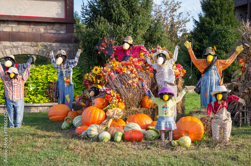 Festive Thanksgiving Decorations With Scarecrows Buy This Stock