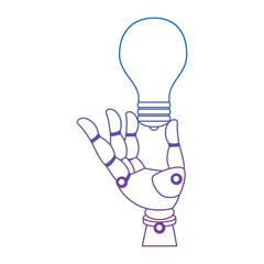 Wall Mural - robot hand humanoid with bulb vector illustration design