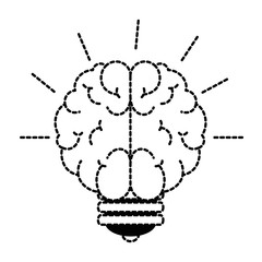 Sticker - bulb light idea with brain vector illustration design