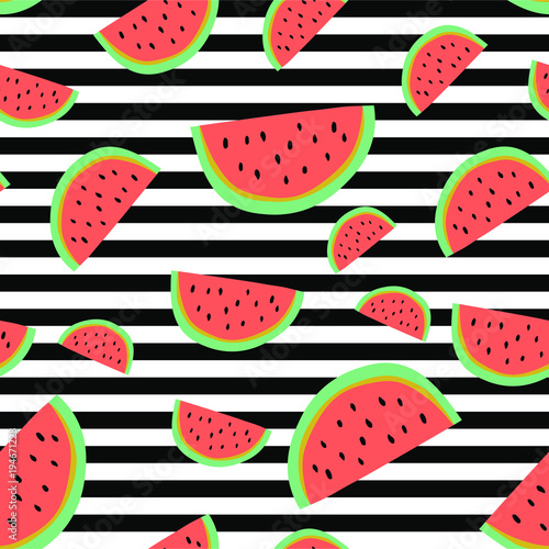 Cotton fabric Vibrant stripe watermelon background
