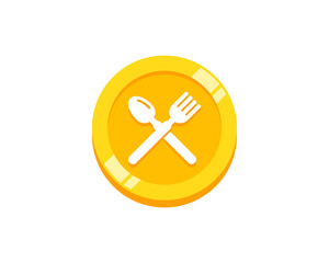 Sticker - Food Coin Icon Logo Design Element