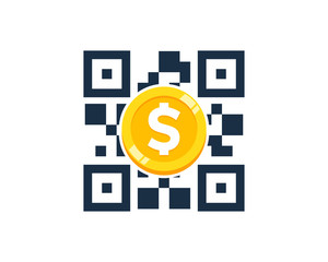 Wall Mural - Coin Barcode Icon Logo Design Element