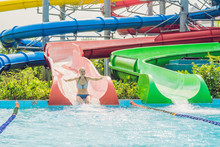 Woman Is Having Fun In The Water Park