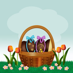 Wall Mural - Easter egg in the basket