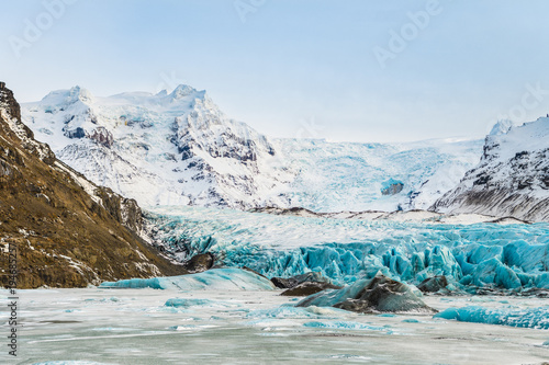 Plakat Lodowiec vatnajökull zamrożone w sezonie zimowym, Islandia