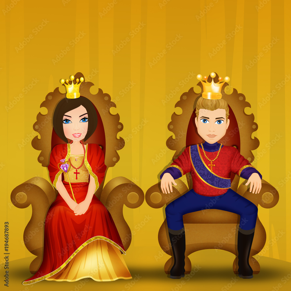 king and queen seated on the throne Stock Illustration | Adobe Stock, image size:1000x1000