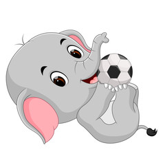 Sticker - funny elephant cartoon with ball