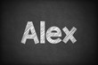 Alex on Textured Blackboard.