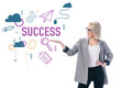 © LIGHTFIELD STUDIOS - beautiful stylish businesswoman presenting success icons, isolated on white