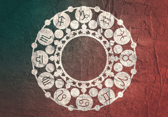 Wall Mural - Astrological symbols in the circle. Decorative ornanet