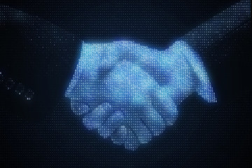 Wall Mural - binary code handshake