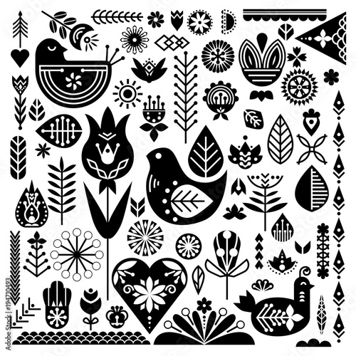 Cuadros en Lienzo Collection of black ethnic elements