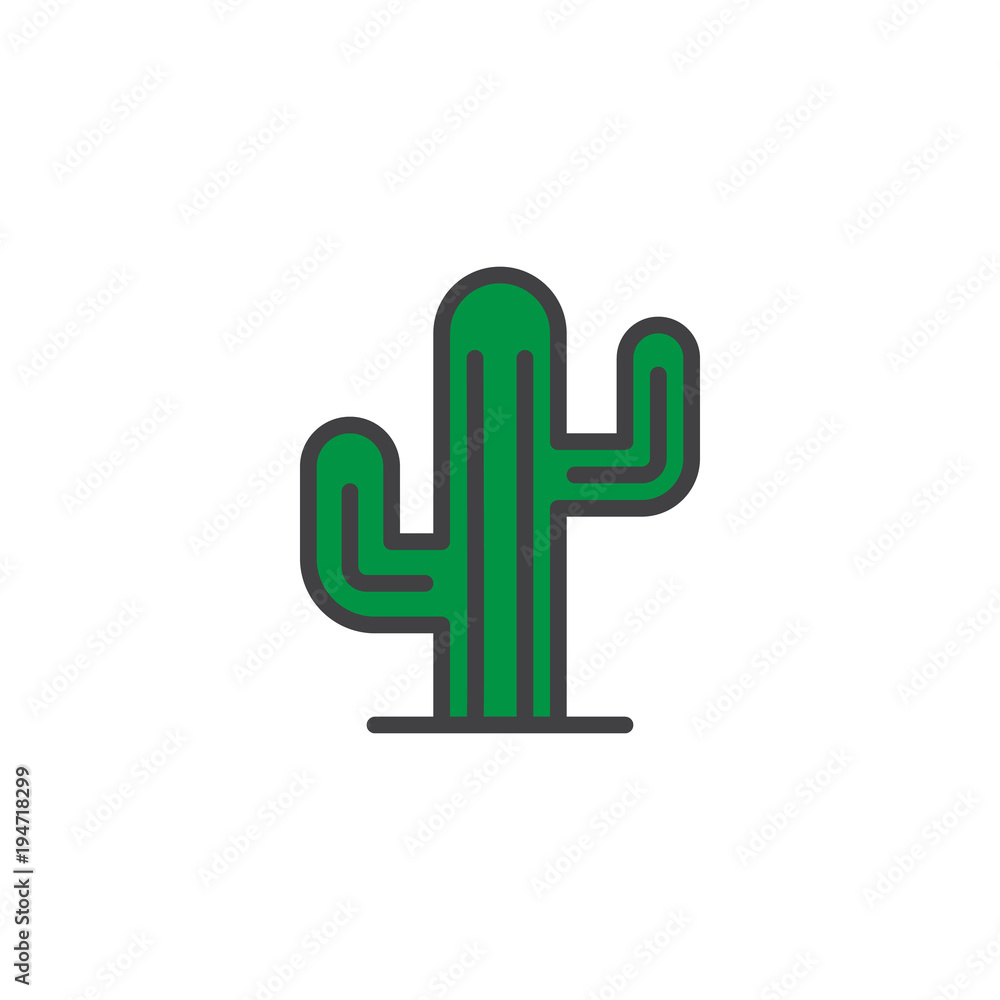 Stockvector Cactus filled outline icon, line vector sign, linear colorful  pictogram isolated on white. Mexican cactus symbol, logo illustration.  Pixel perfect vector graphics | Adobe Stock