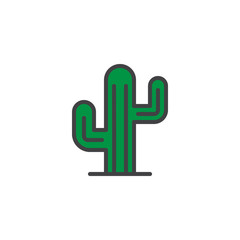 Wall Mural - Cactus filled outline icon, line vector sign, linear colorful pictogram isolated on white. Mexican cactus symbol, logo illustration. Pixel perfect vector graphics