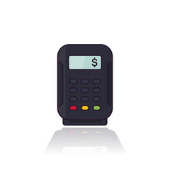 Sticker - pos terminal on white, vector illustration