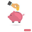 © LynxVector - Businessman puts a coin in piggy bank color flat icon