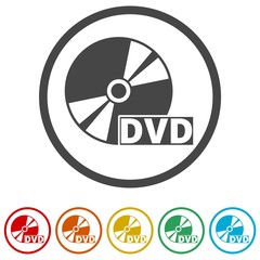 Poster - Black dvd icon isolated on white, 6 Colors Included