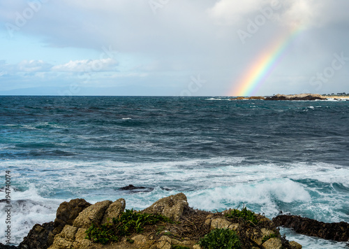 Rainbow Over Ocean Near Pebble Beach Monterey Peninsula California Rainbow Over Ocean Near Pebble Beach Monterey Peninsula California Usa