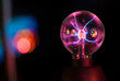 © WujuPlanet - Closeup of an electric energy plasma sphere. Glowing electrostatic ball.