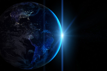 Wall Mural - earth in the space. beautiful blue sunrise. elements of this image furnished by nasa.