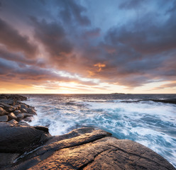 Wall Mural - seascape during sunrise. beautiful natural landscape on the seashore