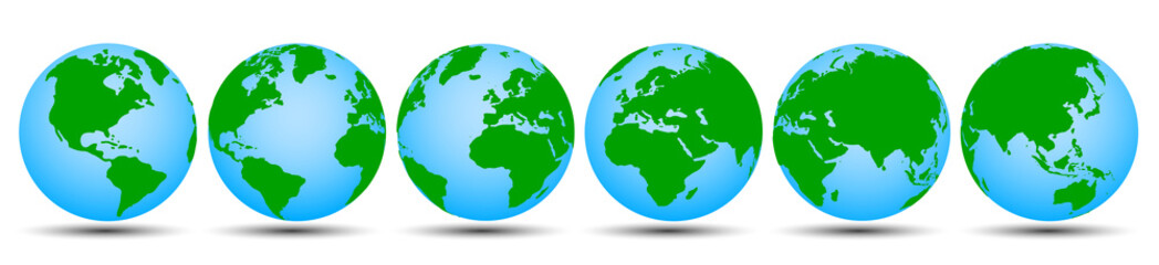 Wall Mural - globes with continents in different variations - stock vector