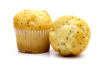 Lemon Poppyseed Muffins on a White Background