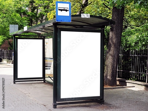 Download Bus Tram Stop Shelter White Empty Place For Street Ads Advertisement Board Mock Up Mockup Signage Bus Stop Stock Photo Adobe Stock